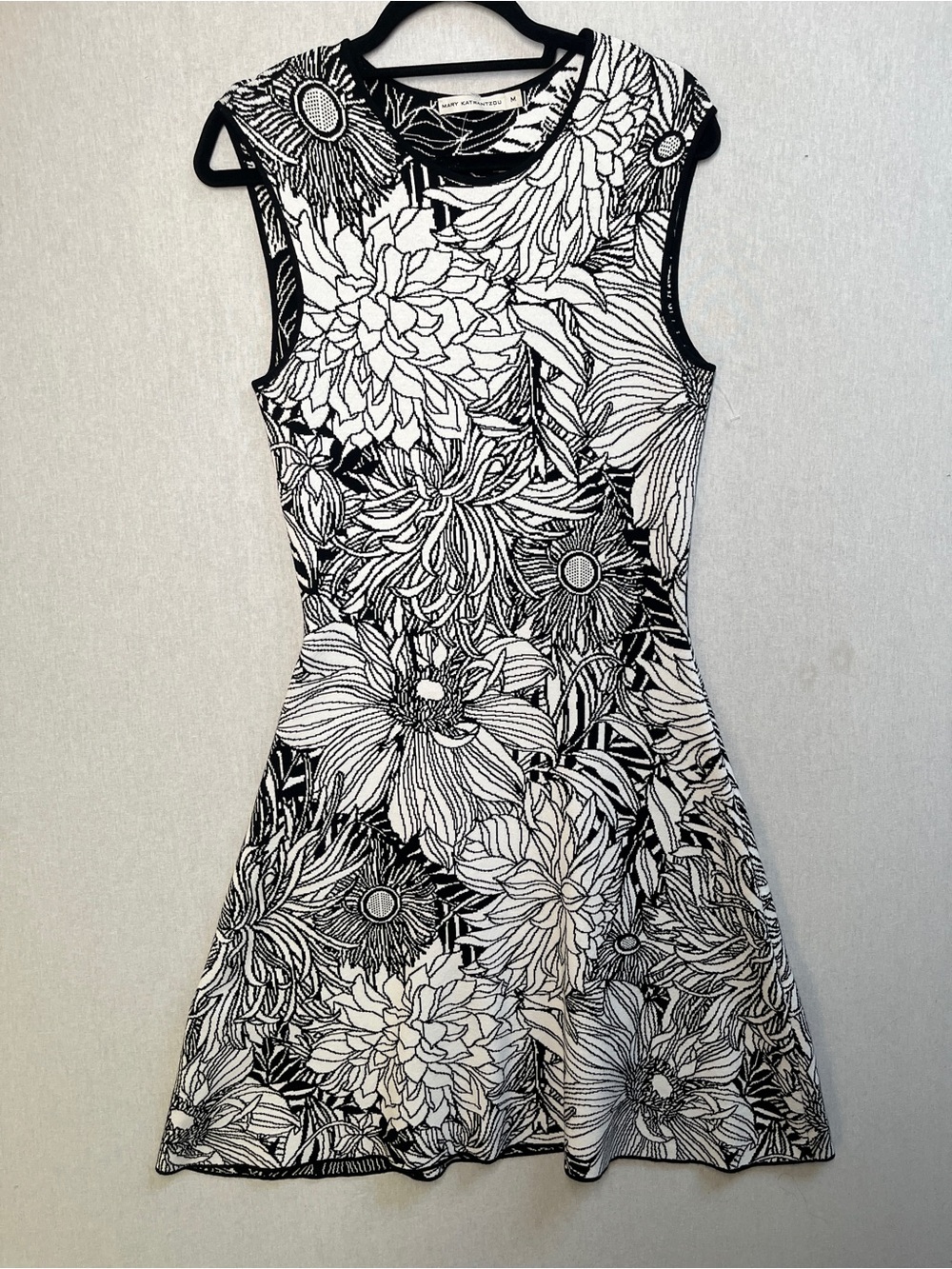 Mary Katrantzou Floral Knit Sleeveless Fit Flare Skater Mini Dress Size M